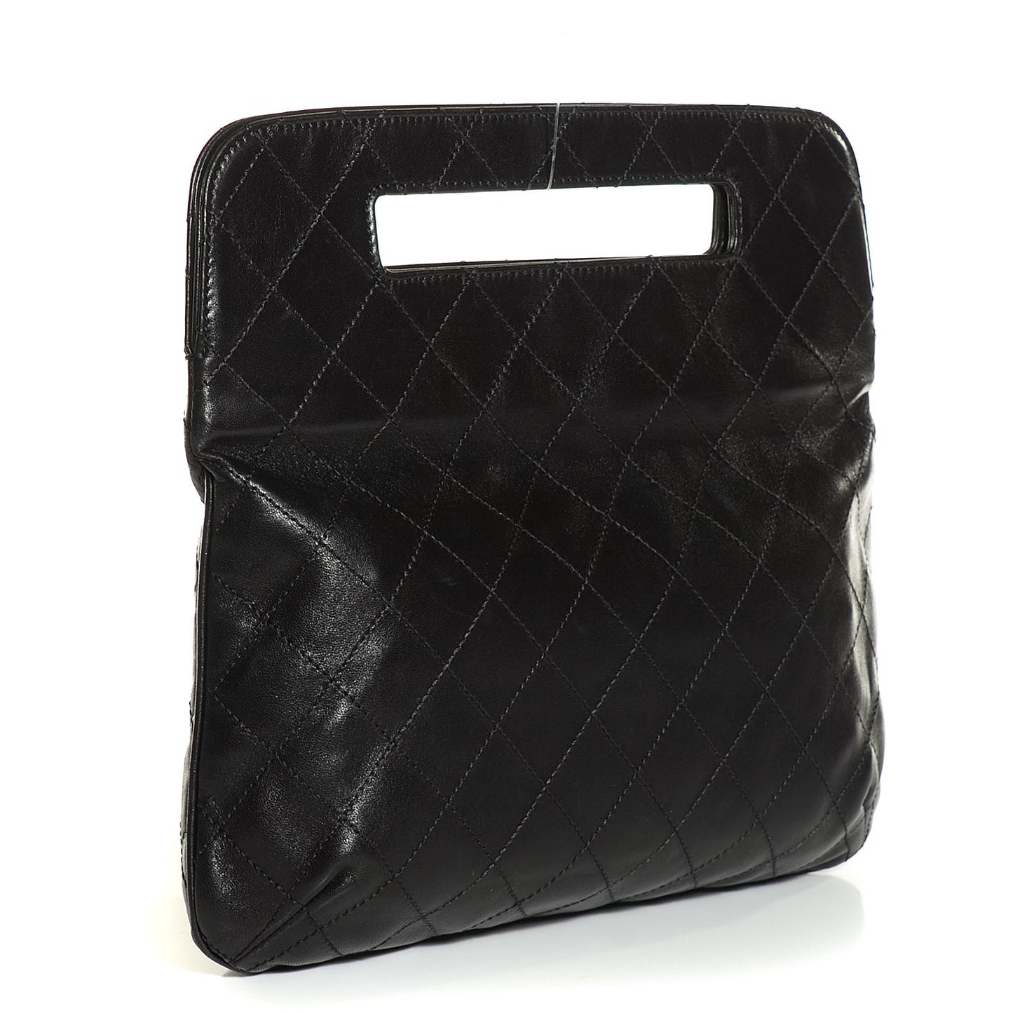Lambskin Diamond Stitch Convertible Clutch Black