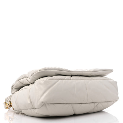 Prada Nappa Soft Padded Logo Embossed Triangle Quilted Shoulder Bag White 4 of 10