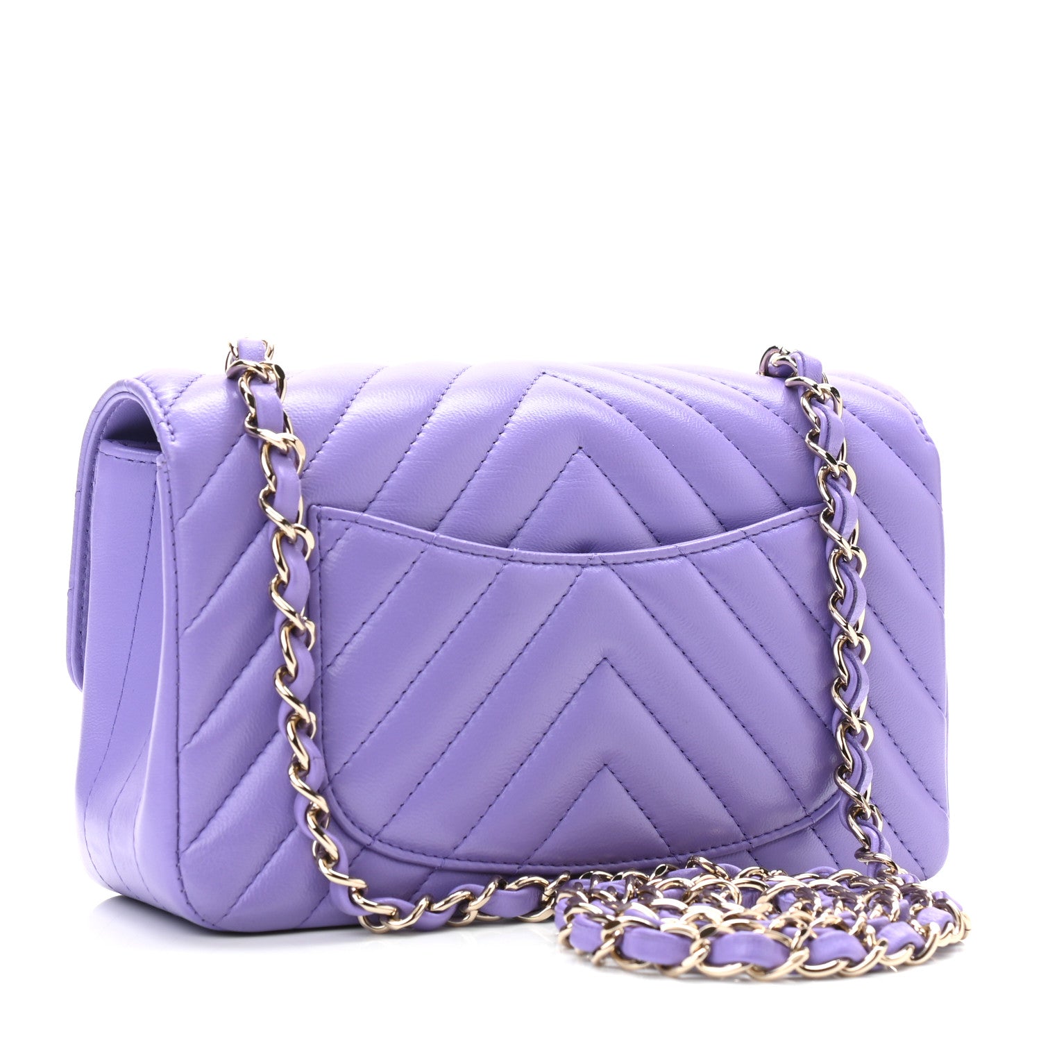 Chanel Lambskin Chevron Quilted Mini Rectangular Flap Purple 2 of 10