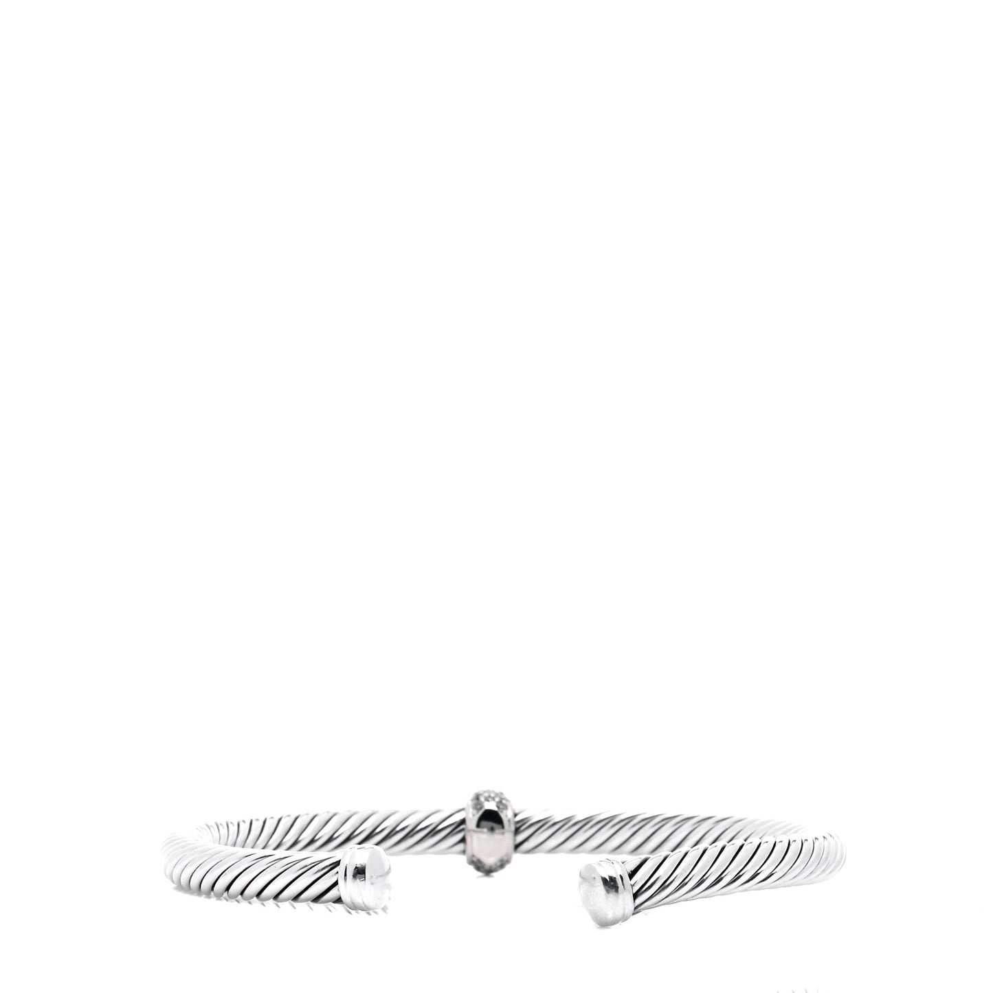 Sterling Silver 18K White Gold Diamond 5mm Cable Classics Station Bracelet