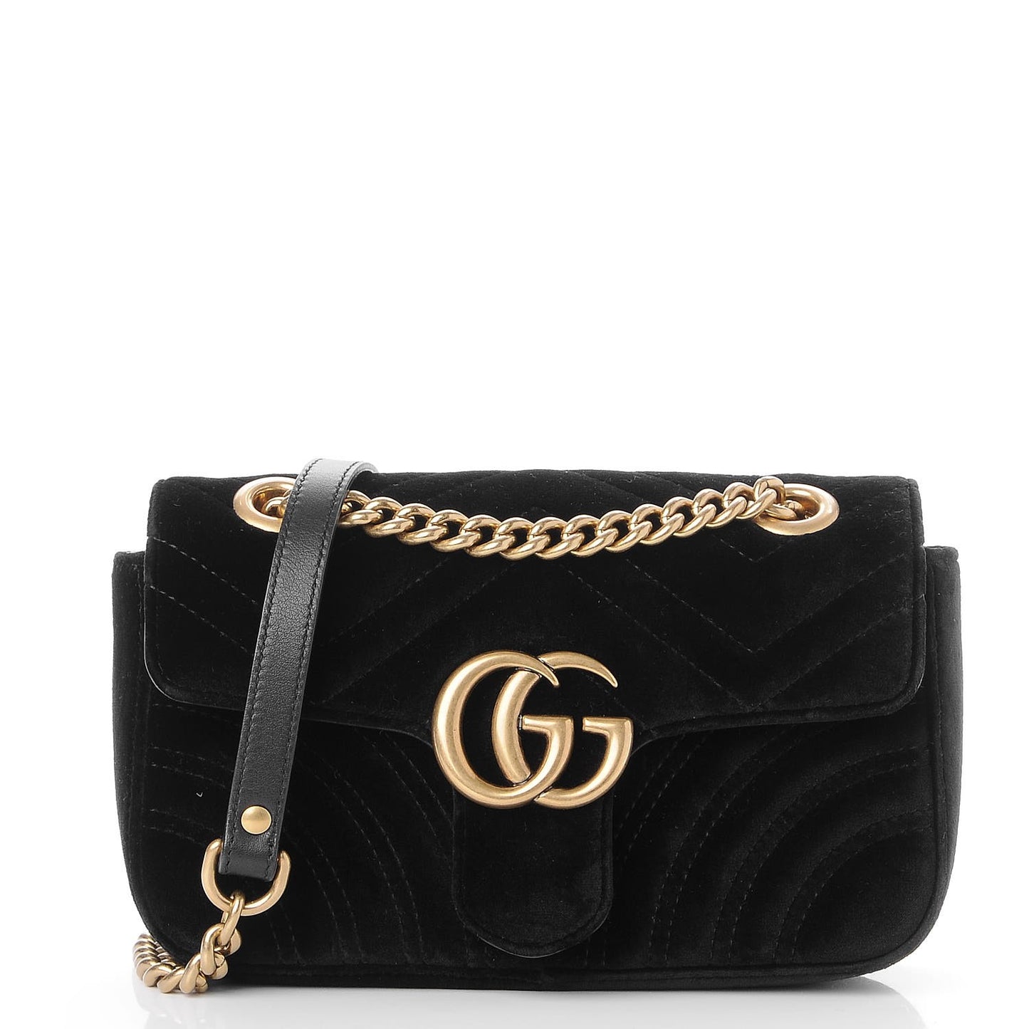 Velvet Matelasse Mini GG Marmont Shoulder Bag Black