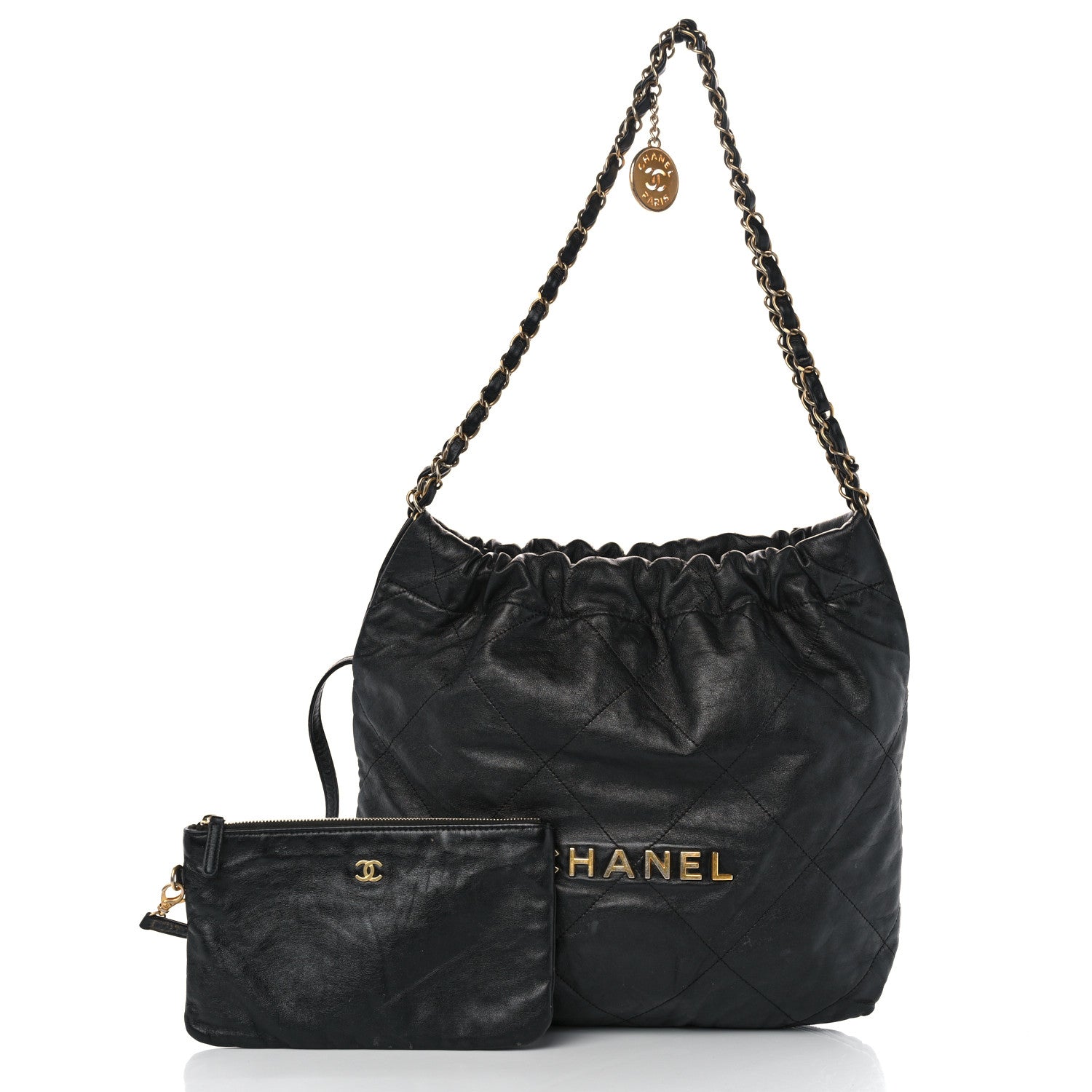 Chanel Shiny Calfskin Quilted Small Chanel 22 Black 3 of 23