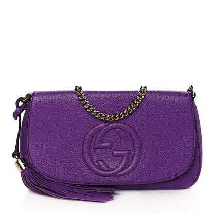 Gucci Pebbled Calfskin Medium Soho Flap Crossbody Shine Purple 1 of 10