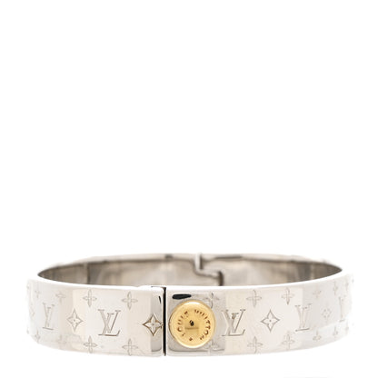 Louis Vuitton Brass Palladium Plated Nanogram Cuff S Silver 1 of 6
