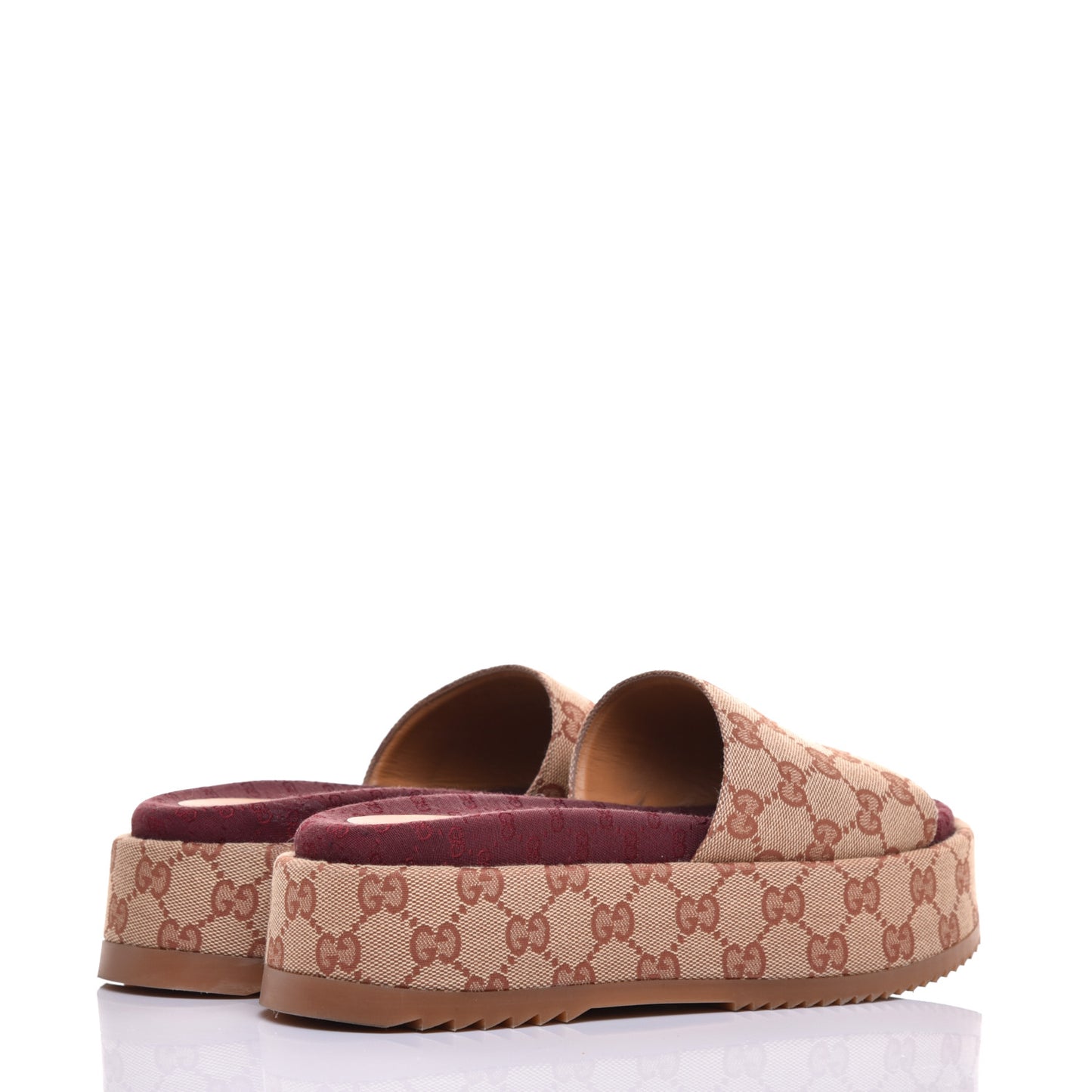 Canvas GG Monogram Angelina Platform Slide Sandals 38.5 Beige Ruggine