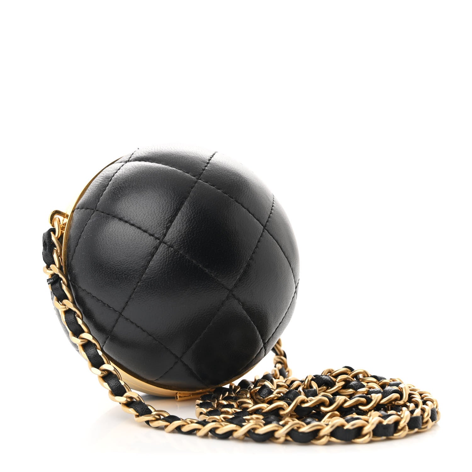 Chanel Lambskin Quilted Sphere Minaudiere Chain Clutch Black 3 of 10