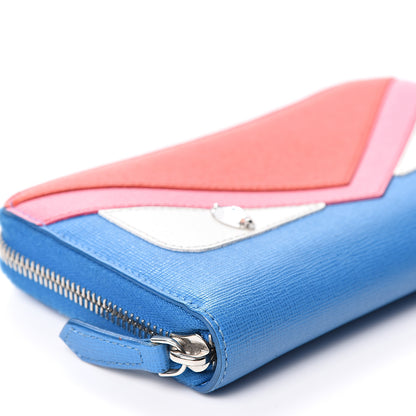 Fendi Vitello Elite Crystal Eye Monster Zip Around Wallet Royal Blue Papavero Multicolor 4 of 8
