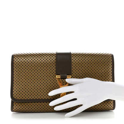 Saint Laurent Perforated Calfskin Large ChYc Clutch Bronze 2 of 10