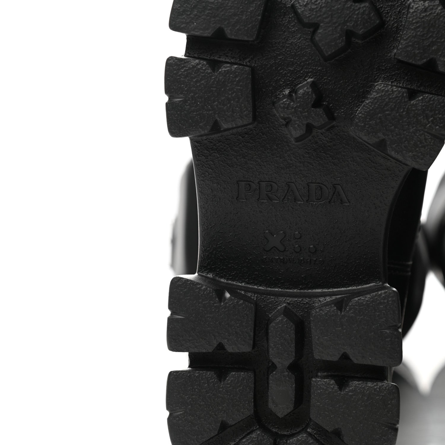 Prada Spazzolato Rois Re-Nylon Metal Triangle Logo Monolith Pouch Pocket 55mm Tall Boots 39.5 Black 7 of 8