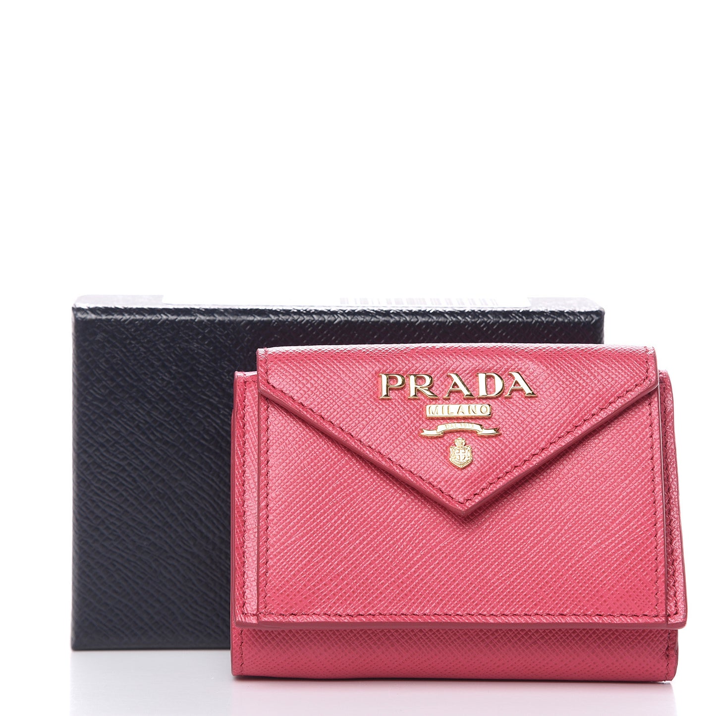 Saffiano Metal Small Tri-Fold Wallet Peonia