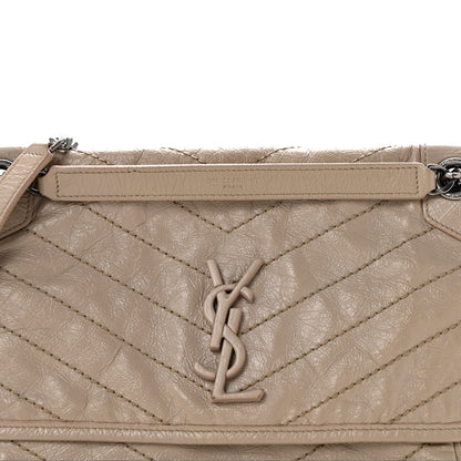 Saint Laurent Crinkled Calfskin Matelasse Monogram Medium Niki Chain Satchel Gold Sand 8 of 15
