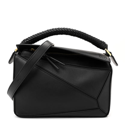 Loewe Calfskin Small Woven Puzzle Bag Black 1 of 10