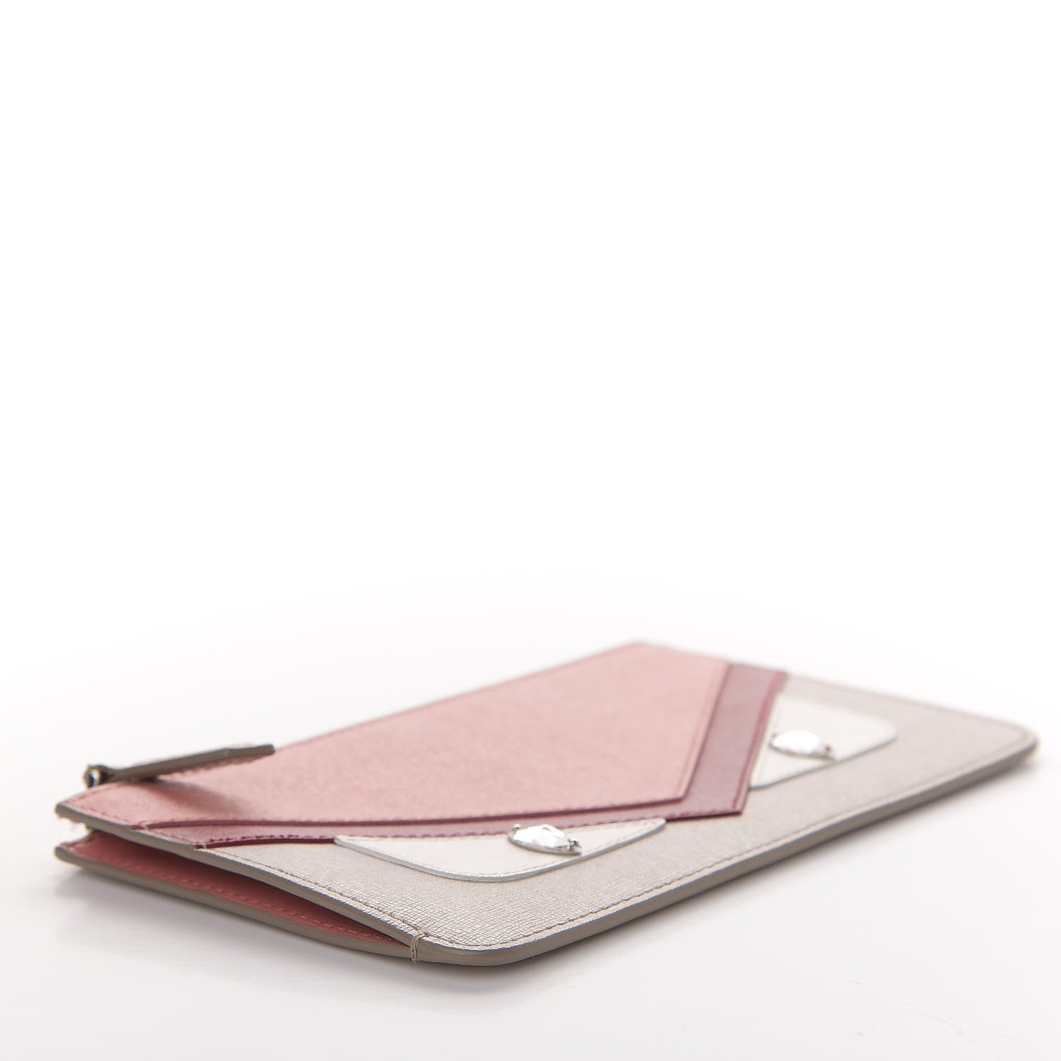 Fendi Vitello Elite Crystal Eye Monster Zip Pouch Grigio Polvere Ribes Multicolor 4 of 10