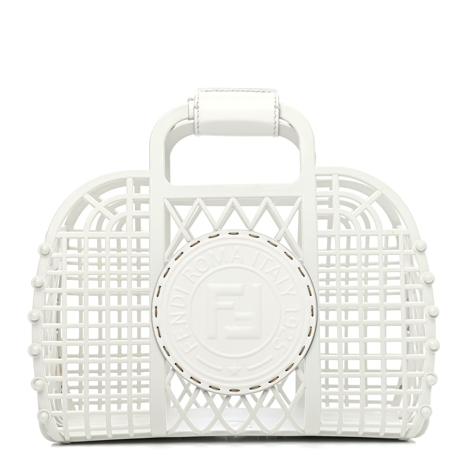 Fendi Recycled Plastic Vitello Liberty Matte Small Fendi Basket White Ice 1 of 9