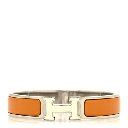 Hermes Enamel Narrow Clic Clac H Bracelet PM Curcuma White 1 of 5