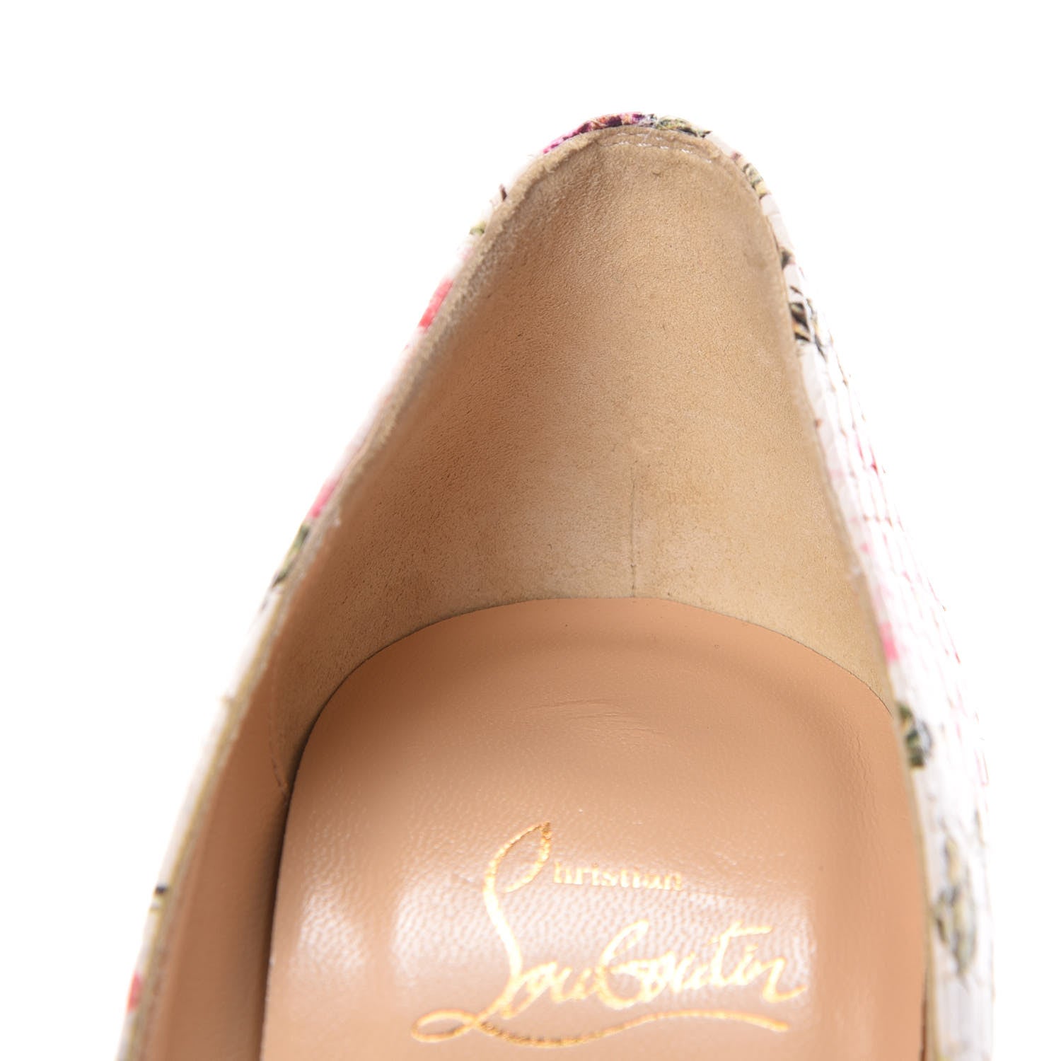 Christian Louboutin Watersnake Fiori Fetish Peep 150 Pumps 39.5 Latte Pompadour 10 of 10