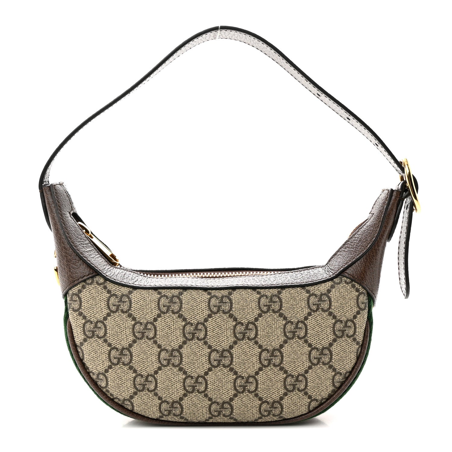 Gucci GG Supreme Monogram Textured Calfskin Web Mini Ophidia Half Moon Hobo Beige Ebony New Acero 1 of 11