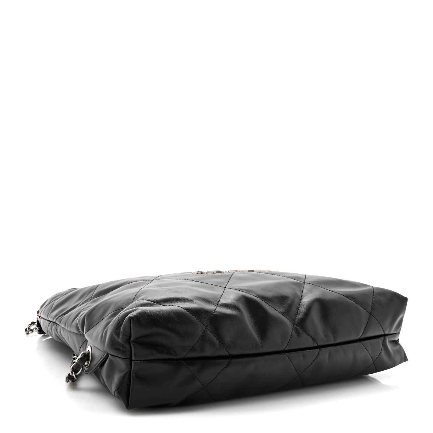 Shiny Calfskin Quilted Chanel 22 Backpack Black