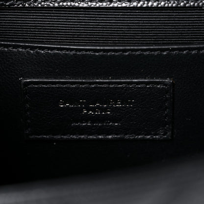Saint Laurent Grain De Poudre Textured Mixed Matelasse Triquilt Small Monogram Satchel Black 6 of 11