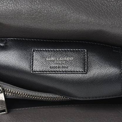 Saint Laurent Sheepskin Matelasse Chevron Monogram Medium College Bag Light Coal 6 of 12