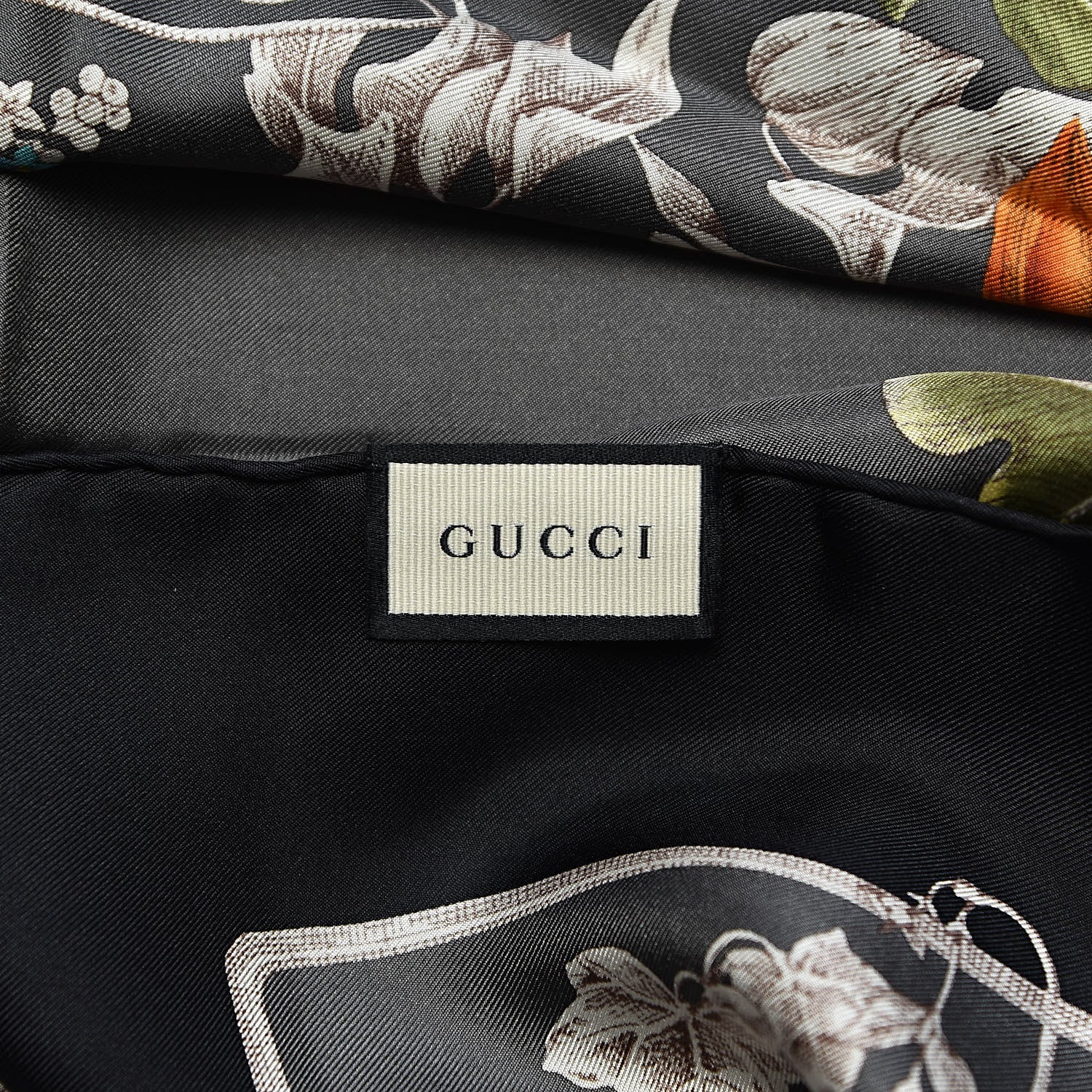 Gucci Silk Twill Wondergardenia Square Scarf Anthracite 3 of 4