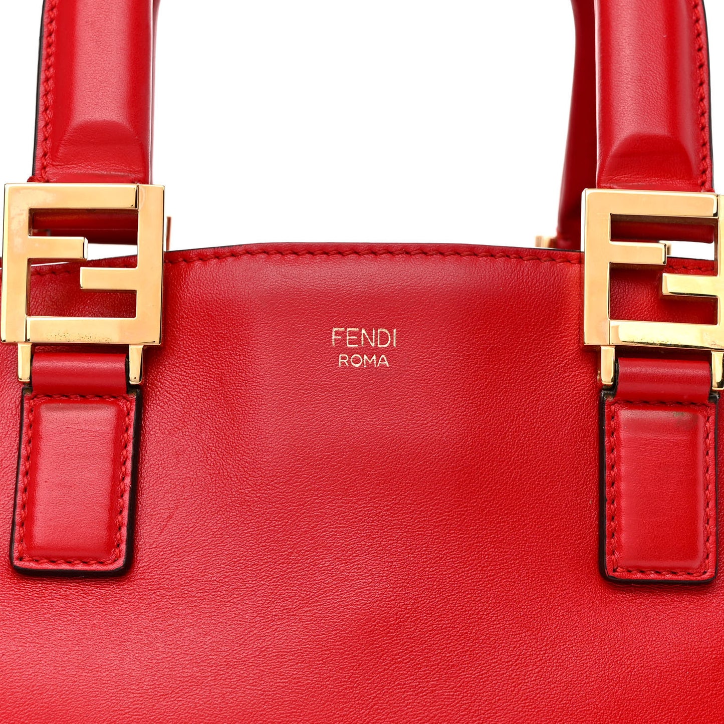 Vitello Glacier Small FF Tote Rosso Cardinale