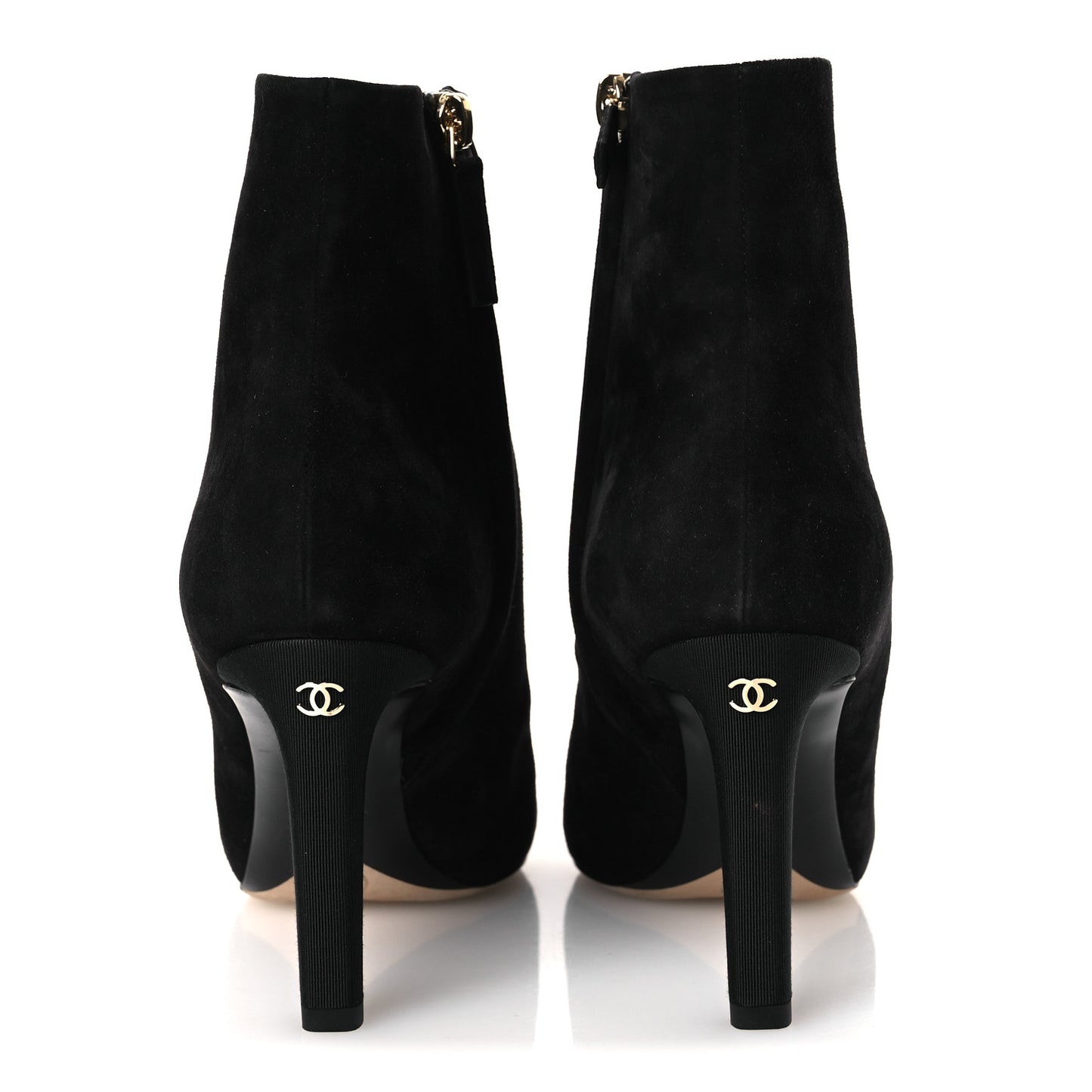 Suede Grosgrain CC Short Boots 36.5 Black