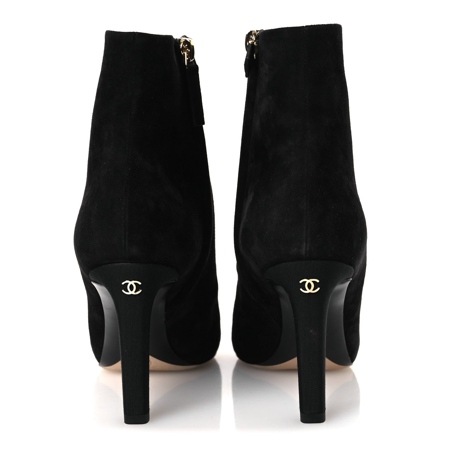 Chanel Suede Grosgrain CC Short Boots 36.5 Black 6 of 11
