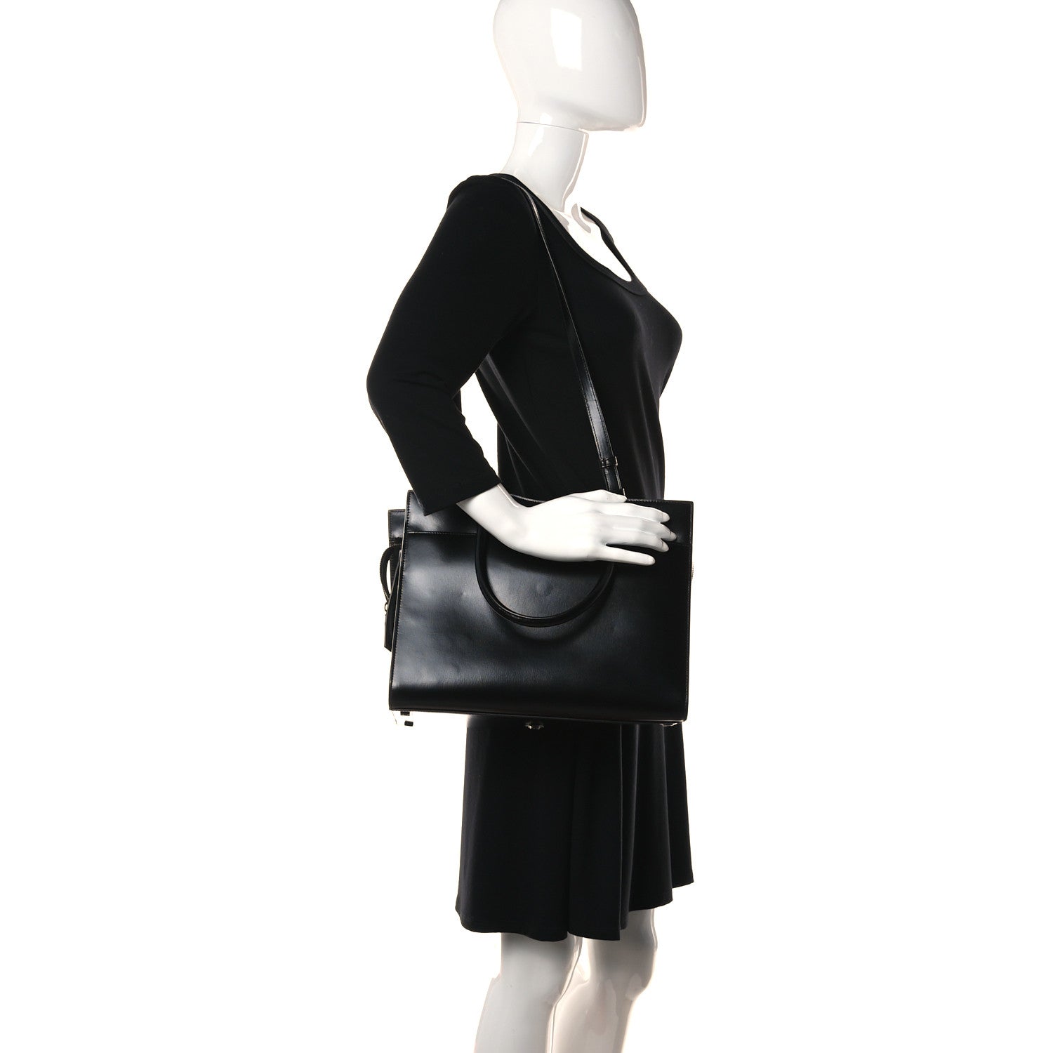 Saint Laurent Shiny Calfskin Medium Uptown Tote Black 3 of 16
