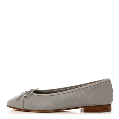 Chanel Caviar CC Cap Toe Ballerina Flats 37 Grey 1 of 9