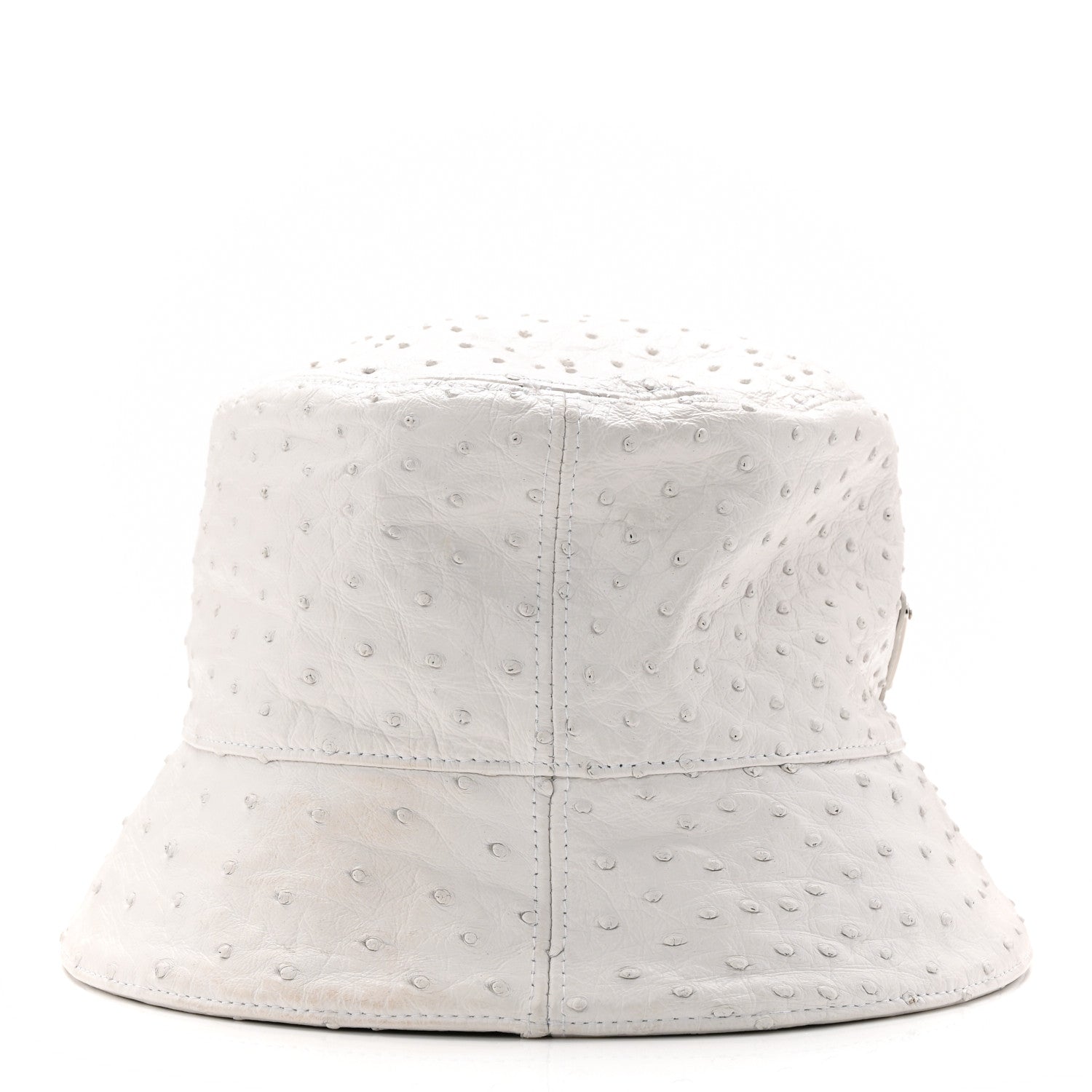 Prada Ostrich Metal Triangle Womens Bucket Hat L White 6 of 8