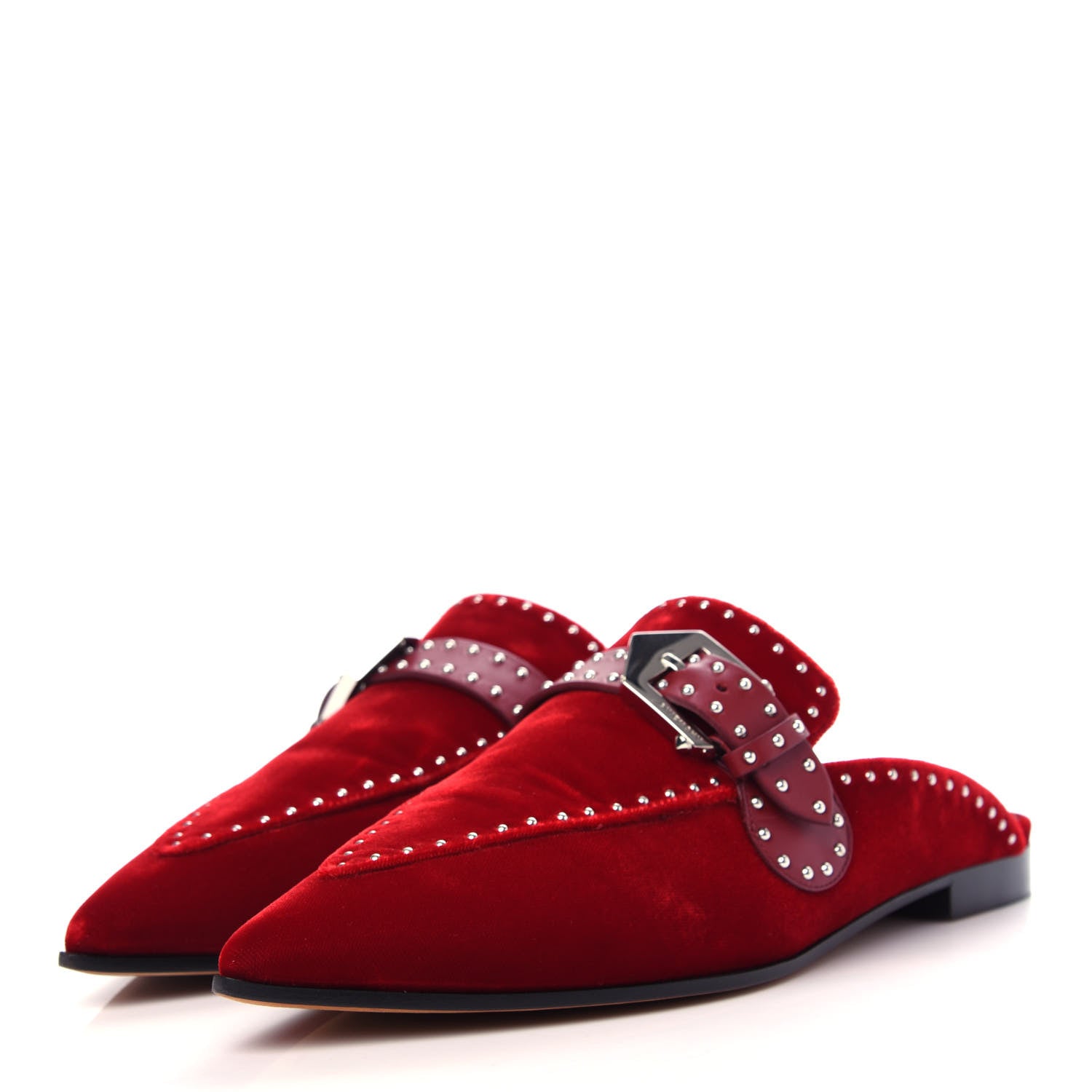 Givenchy Velvet Studded Elegant Loafer Mule 39 Rouge Fonce 3 of 11