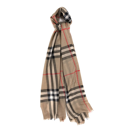 Burberry Wool Silk House Check Square Scarf Brown 1 of 3