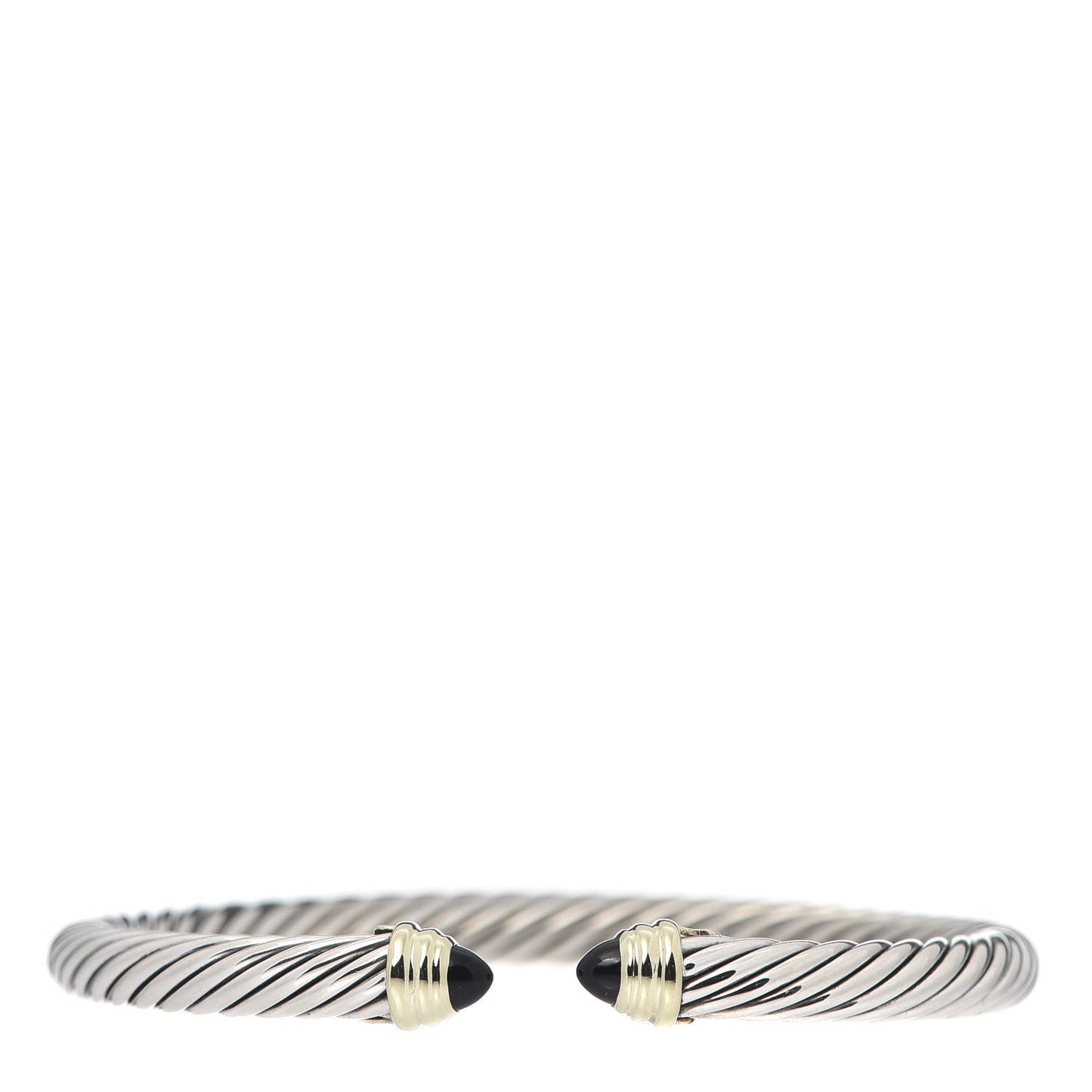 Sterling Silver 14K Yellow Gold Black Onyx 5mm Cable Classics Petite Color Bracelet