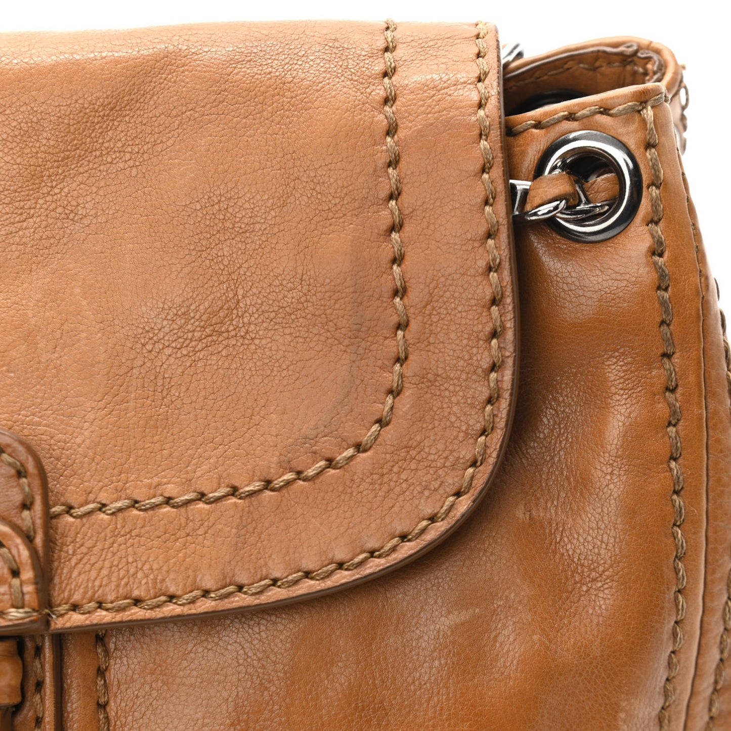 Vitello Phenix Flap Chain Bag Brown