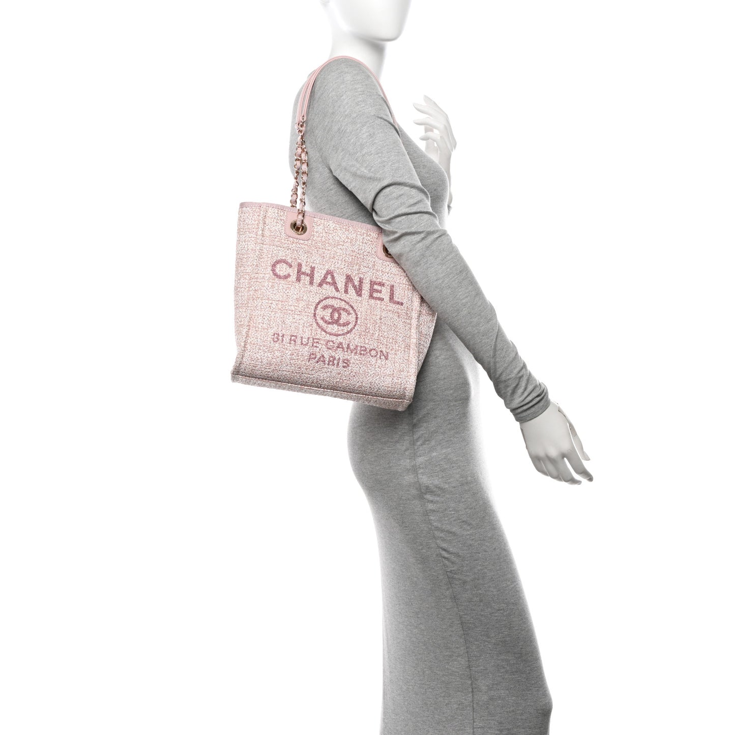 Lurex Boucle Mini Deauville Tote Pink
