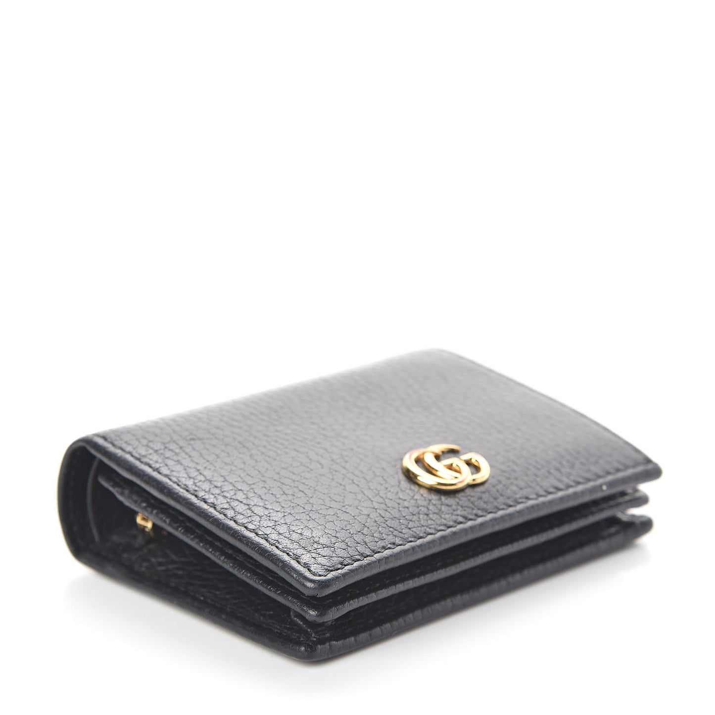 Pebbled Calfskin GG Marmont Card Case Black