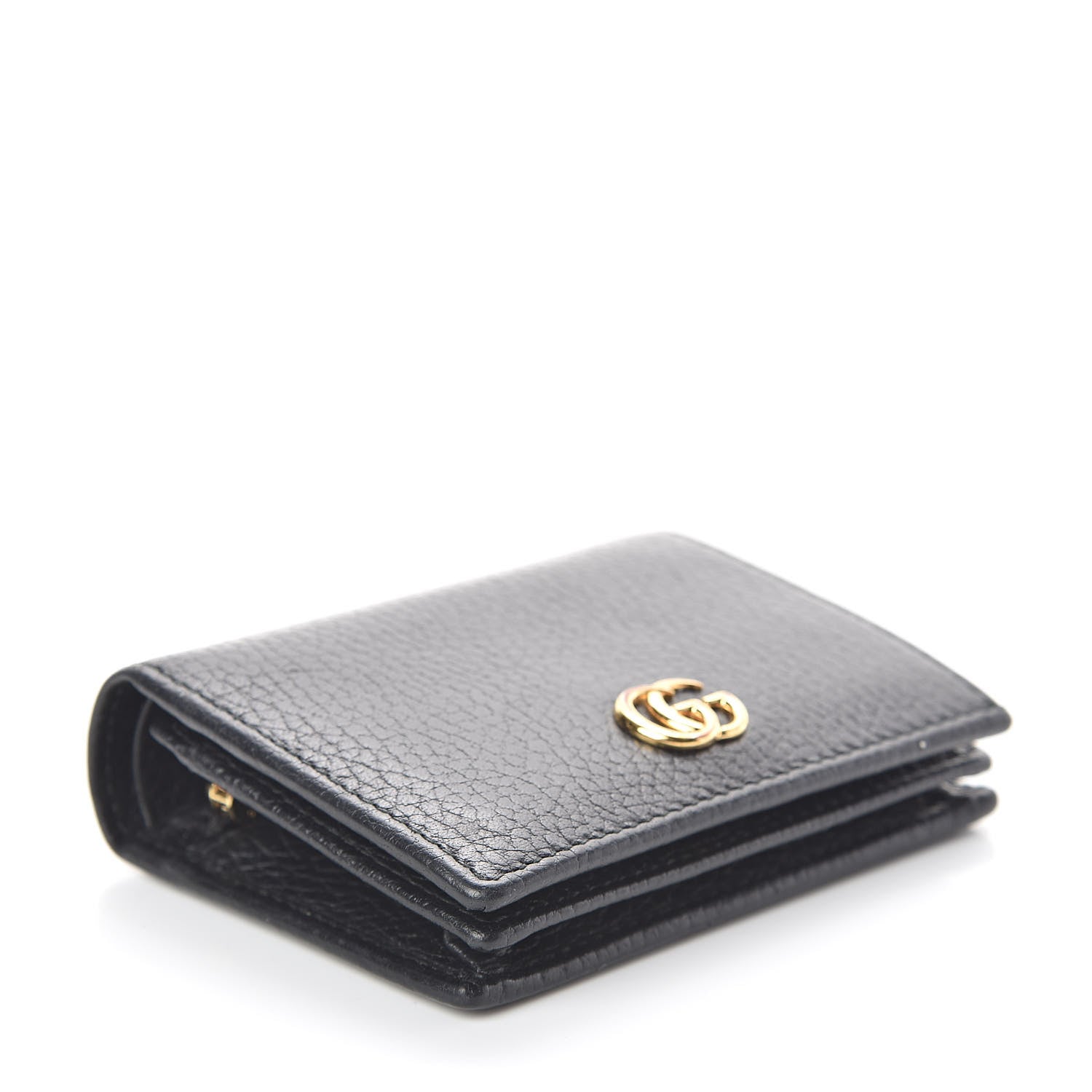 Gucci Pebbled Calfskin GG Marmont Card Case Black 4 of 7