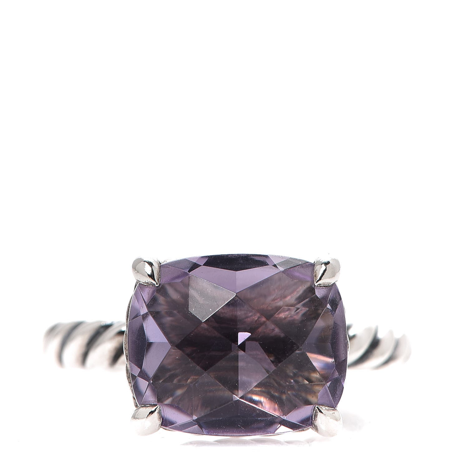 David Yurman Sterling Silver Amethyst 10mm Cable Classics Ring 52 6 1 of 5