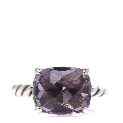 David Yurman Sterling Silver Amethyst 10mm Cable Classics Ring 52 6 1 of 5