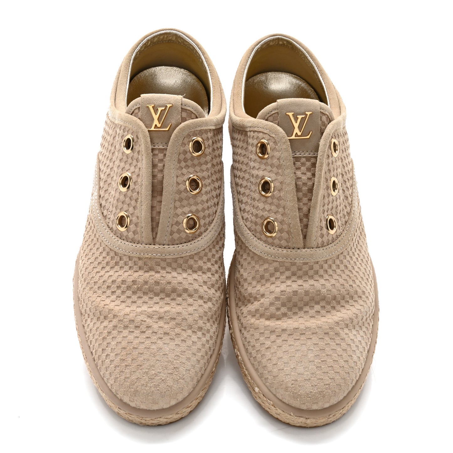 Suede Petit Damier Sneakers 37 Beige