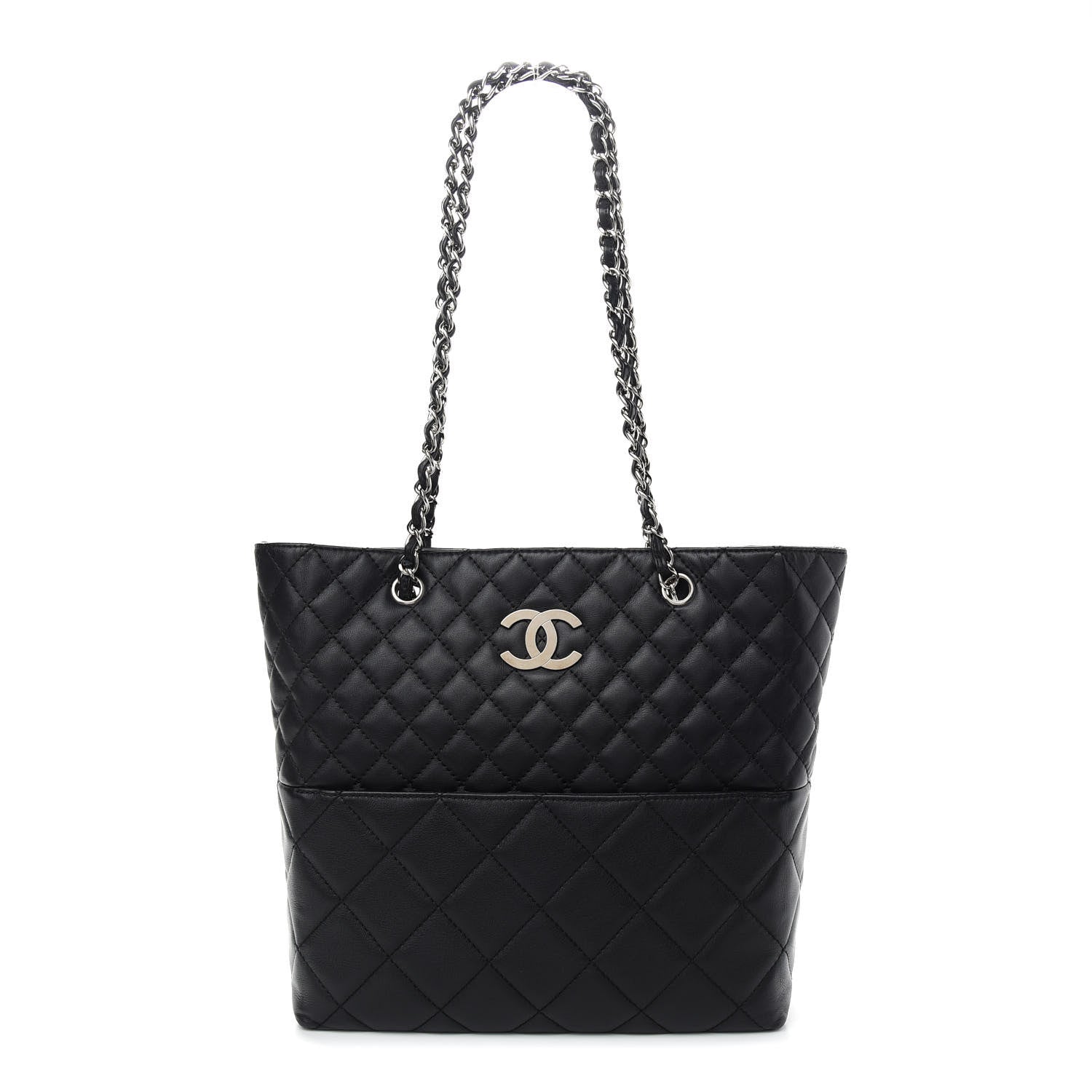Chanel Calfskin Quilted In The Business North South Tote Black 1 of 9