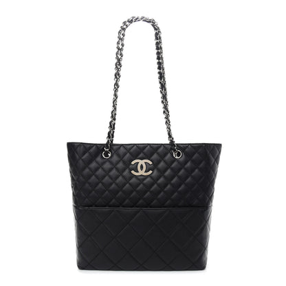Chanel Calfskin Quilted In The Business North South Tote Black 1 of 9