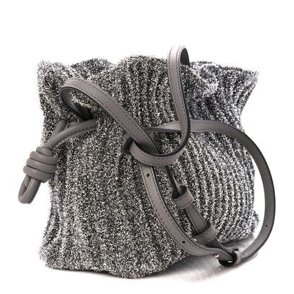 Loewe Lurex Mini Flamenco Knot Clutch Silver 3 of 9