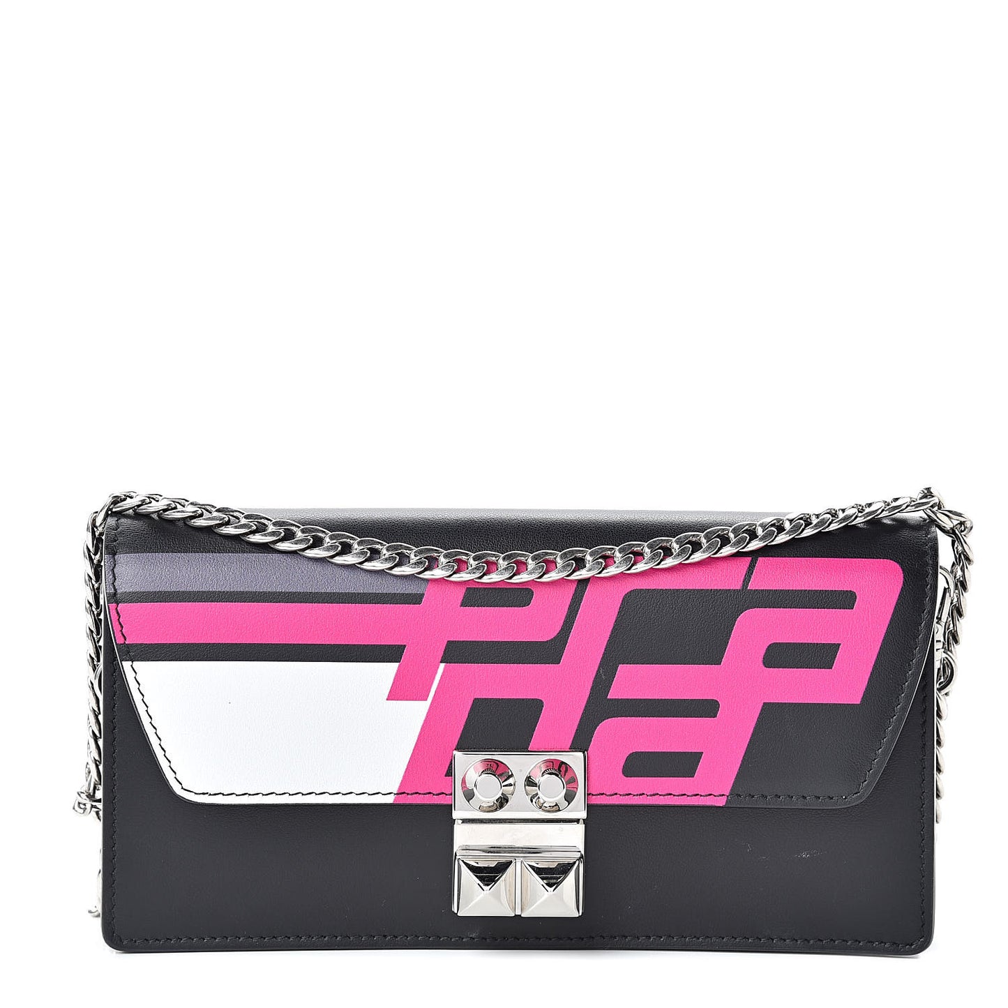 City Calfskin Racing Logo Mini Elektra Crossbody Bag Fuxia Black
