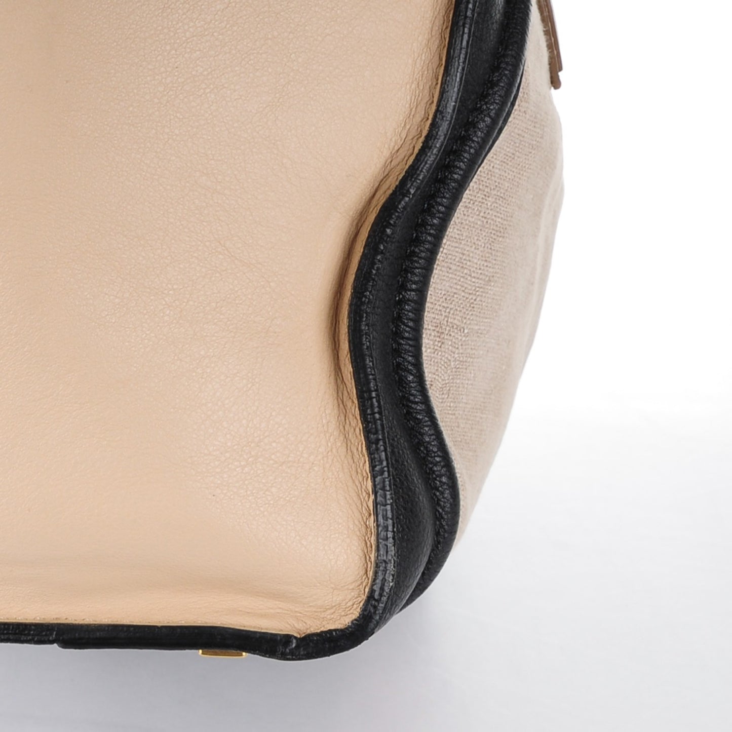 Calfskin Linen Mini Tri-Color Luggage Beige