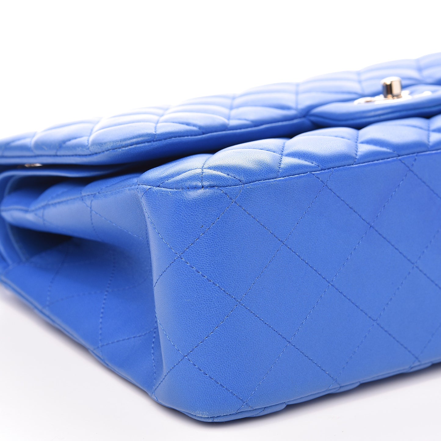 Lambskin Quilted Jumbo Double Flap Blue