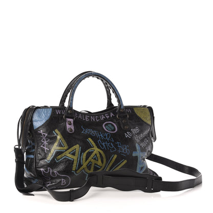 Balenciaga Agneau Graffiti All Over Classic Hardware City Black Multicolor 6 of 14