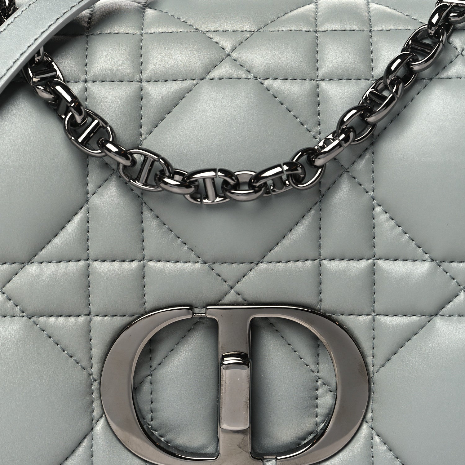 Christian Dior Calfskin Macrocannage Medium Caro Bag Iron Grey 8 of 10