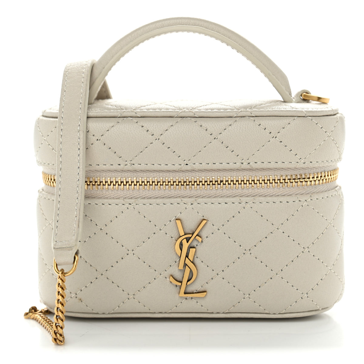 Saint Laurent Lambskin Quilted Micro Gaby Vanity Case Crema Soft 1 of 21
